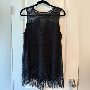 Skye's the Limit Black Sleeveless Fringe Tunic
